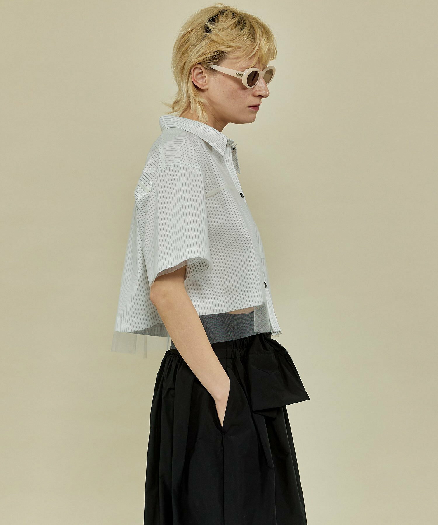 See-through Layered Tulle  Shirt